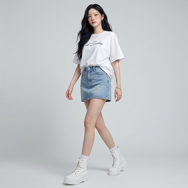 Áo thun nữ LOREN chữ Gust sunday trắng A2744