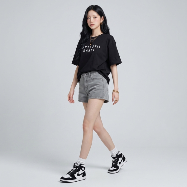 Áo thun nữ LOREN chữ in đen A2751