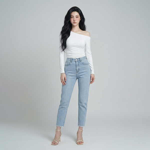 Quần jean baggy LOREN tua B51037