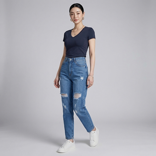 Quần jean baggy LOREN rách B51039