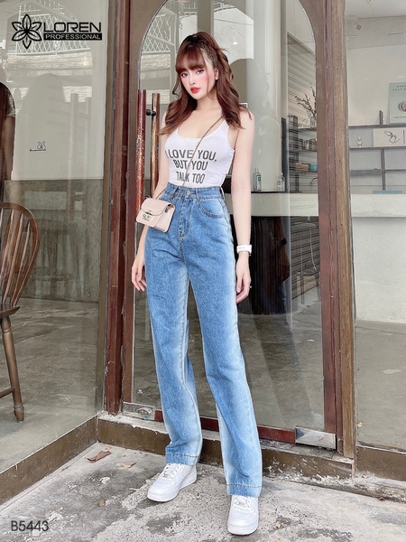 Quần jean ống rộng LOREN wash xanh B5443