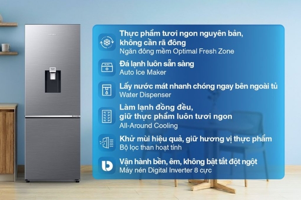 Tủ lạnh Samsung Inverter 307 lít RB30N4190S9/SV – Màu Bạc