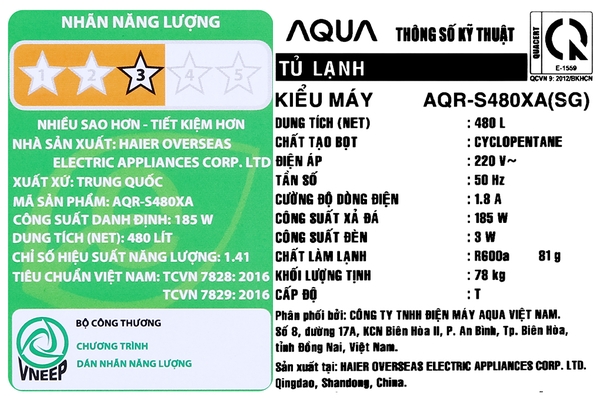 Tủ lạnh SBS Aqua Inverter 480 lít AQR-S480XA (SG) - ảnh 12