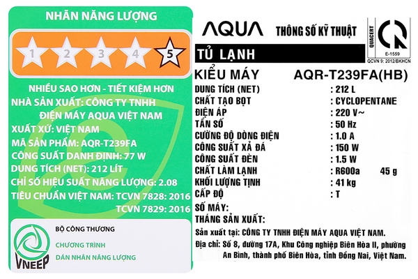 Tủ lạnh Aqua Inverter 212 lít AQR-T239FA (HB) - ảnh 11