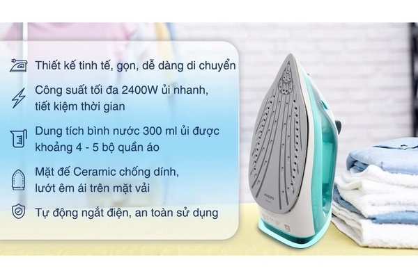 Bàn là hơi nước Philips Series 3000 2400W DST3030/70