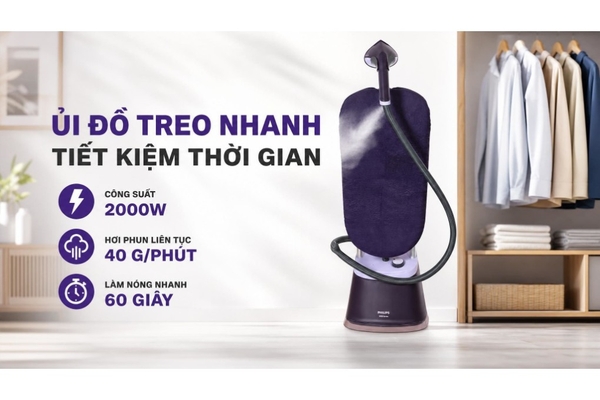 Bàn ủi hơi nước đứng Philips Series 3000 StyleBoard Nghiêng 2000W 2L STE3160/30