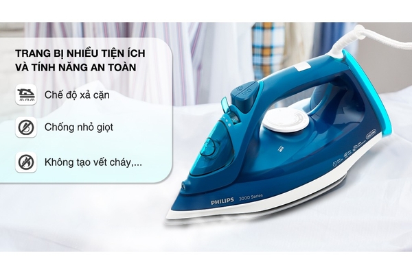 Bàn ủi hơi nước Philips 2600W mặt đế Ceramic DST3040/70