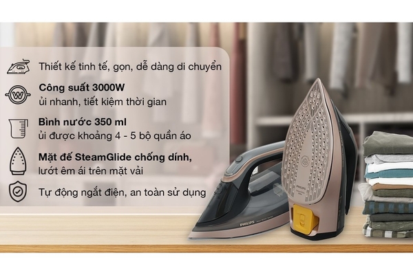 Bàn ủi hơi nước Philips Azur 8000 Series SteamGlide Elite 3000W DST8041/80