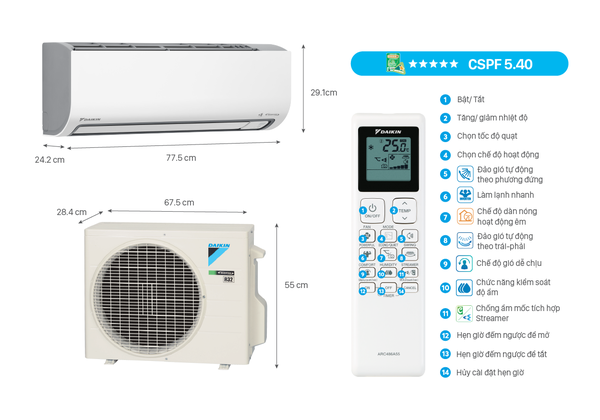 Điều hòa Daikin 1 chiều Inverter 12000 BTU FTKF35ZVMV - ảnh 8