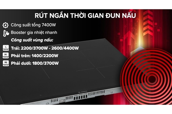 Bếp từ 3 vùng nấu Bosch PID775DC1E seri 8