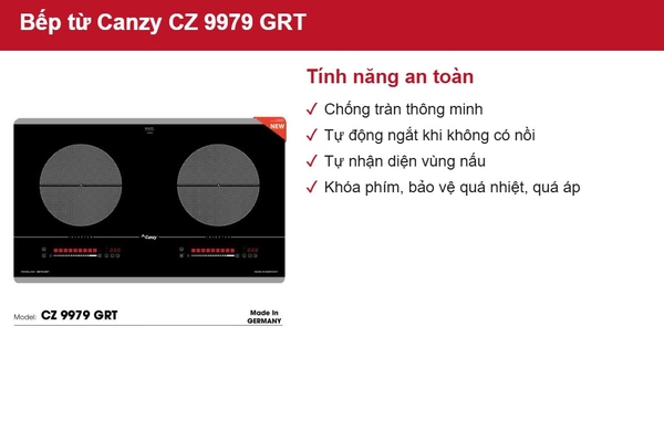 Bếp từ đôi Canzy Inverter CZ 9979 GRT Xuất xứ Đức