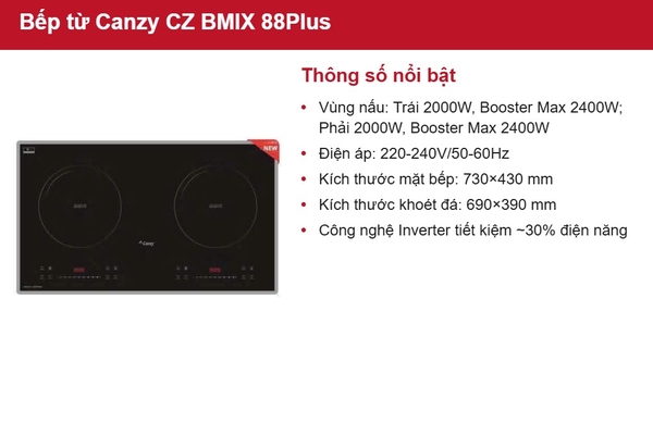 Bếp từ đôi Canzy Inverter CZ BMIX 88Plus