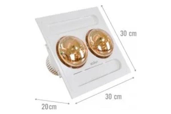 Đèn sưởi nhà tắm 2 bóng Braun Kohn âm trần 550W BK03G
