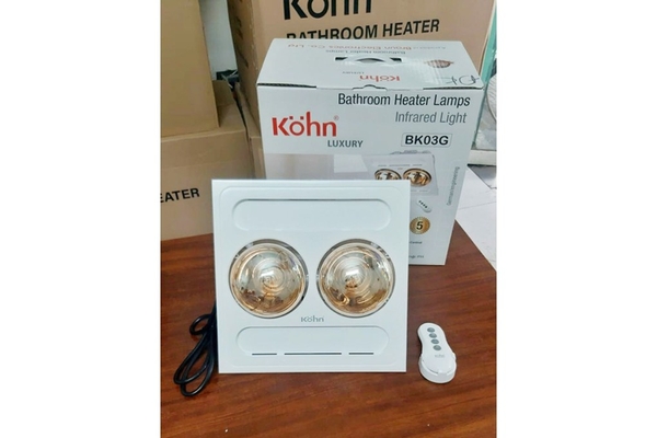 Đèn sưởi nhà tắm 2 bóng Braun Kohn âm trần điều khiển từ xa 550W BK03GR