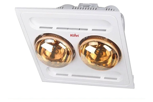 Đèn sưởi nhà tắm 2 bóng Braun Kohn âm trần điều khiển từ xa 550W BK03GR