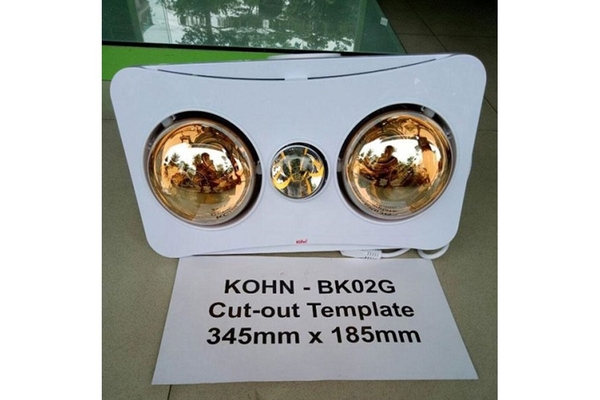 Đèn sưởi nhà tắm 2 bóng Braun Kohn âm trần kèm thông gió 550W BK02G