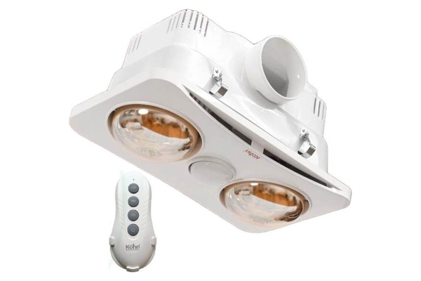 Đèn sưởi nhà tắm 2 bóng Braun Kohn âm trần kèm thông gió điều khiển từ xa 589W BK02GR