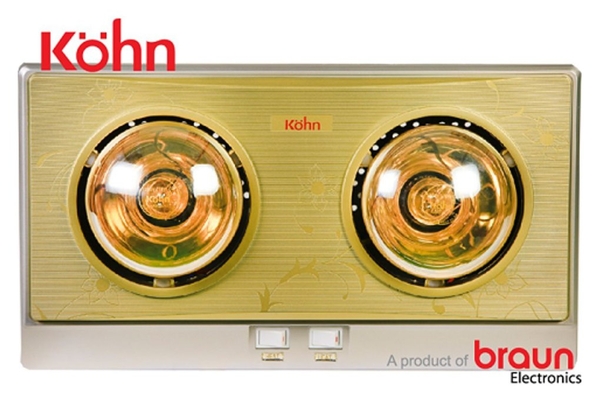 Đèn sưởi nhà tắm 2 bóng Braun Kohn treo tường 550W KN02G