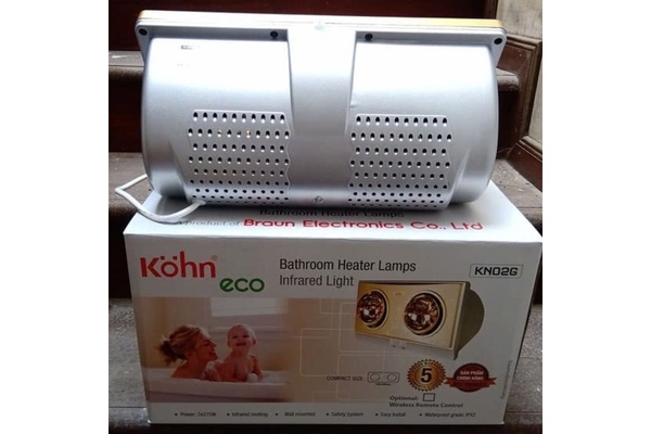 Đèn sưởi nhà tắm 2 bóng Braun Kohn treo tường 550W KN02G