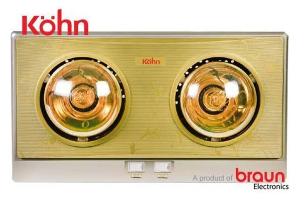 Đèn sưởi nhà tắm 2 bóng Braun Kohn treo tường 550W KN02G