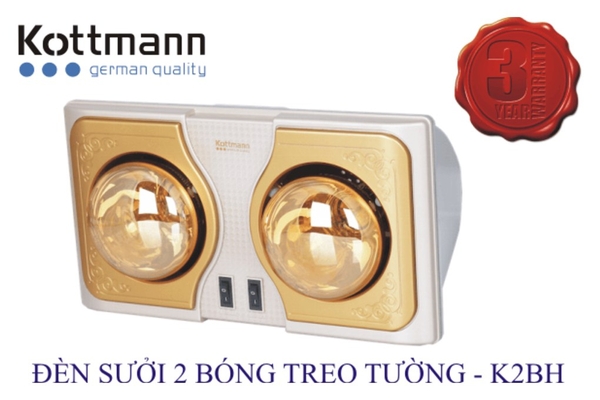 Đèn sưởi nhà tắm 2 bóng Kottmann treo tường 550W K2BH