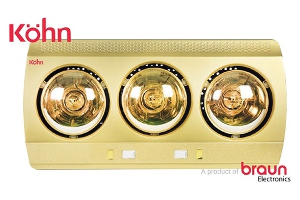 Đèn sưởi nhà tắm 3 bóng Braun Kohn treo tường 825W KN03G