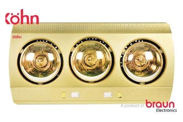Đèn sưởi nhà tắm 3 bóng Braun Kohn treo tường 825W KN03G
