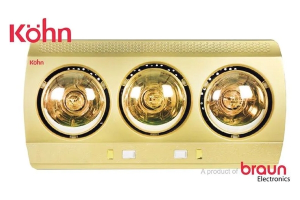 Đèn sưởi nhà tắm 3 bóng Braun Kohn treo tường 825W KN03G