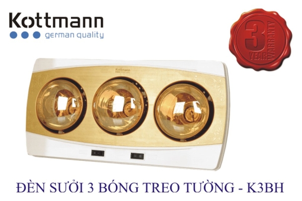 Đèn sưởi nhà tắm 3 bóng Kottmann treo tường 825W K3BH