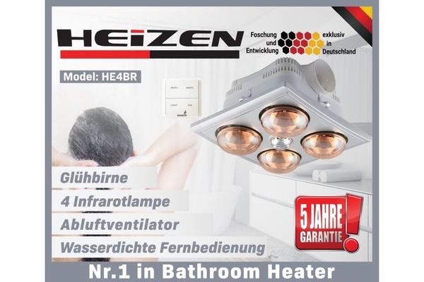 Đèn sưởi nhà tắm 4 bóng Heizen âm trần điều khiển từ xa 1100W HE4BR