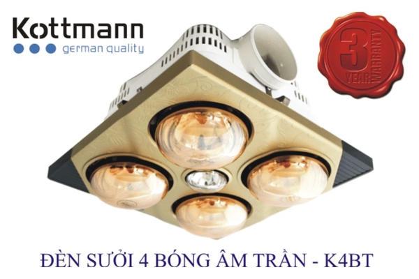 Đèn sưởi nhà tắm 4 bóng Kottmann âm trần 1180W K4BT