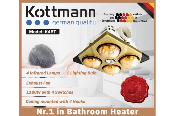 Đèn sưởi nhà tắm 4 bóng Kottmann âm trần 1180W K4BT