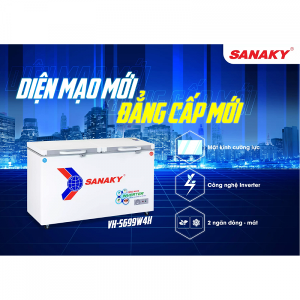 Tủ đông Sanaky Inverter 365 lít VH-5699W4K - ảnh 3