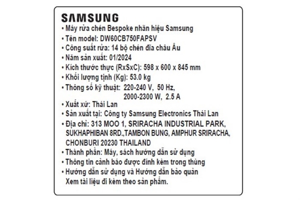 Máy rửa bát độc lập Samsung Bespoke DW60CB750FAPSV 14 bộ - ảnh 9