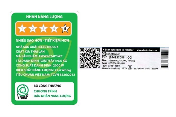 Máy giặt sấy Electrolux UltimateCare 300 Inverter 9/6 kg EWW9024P3WC - ảnh 8