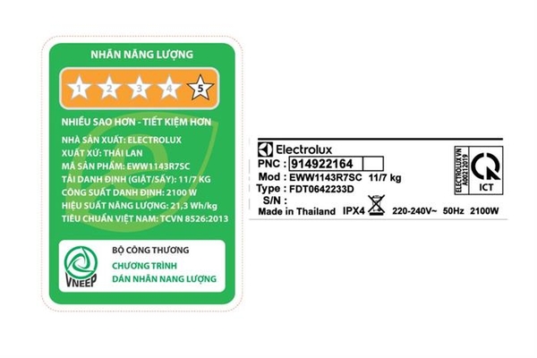 Máy giặt sấy Electrolux UltimateCare 700 Inverter 11/7 kg EWW1143R7SC - ảnh 8