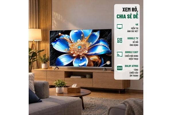 Google Tivi QLED TCL 4K 55 inch 55T6D Mới 2026