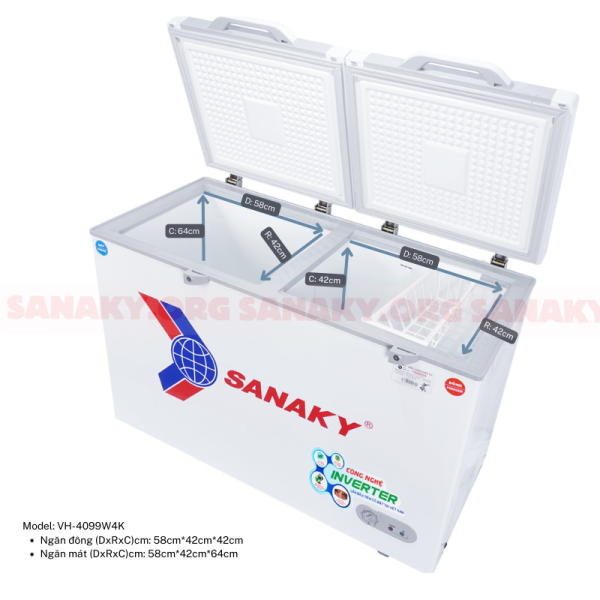 Tủ đông Sanaky Inverter 280 lít VH-4099W4K - ảnh 2