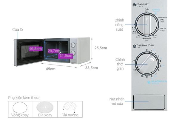 Lò vi sóng có nướng Sharp R-G228VN-SL 20 lít