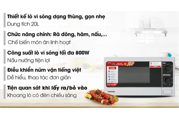 Lò vi sóng có nướng Toshiba ER-SGM20(S1)VN 20 lít