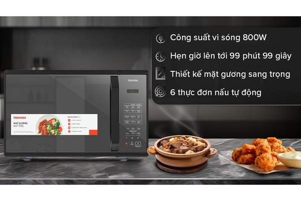 Lò vi sóng cơ Toshiba MM-EM25PE(BM) 25 lít Mặt Gương
