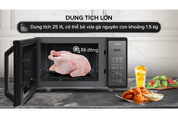 Lò vi sóng cơ Toshiba MM-EM25PE(BM) 25 lít Mặt Gương