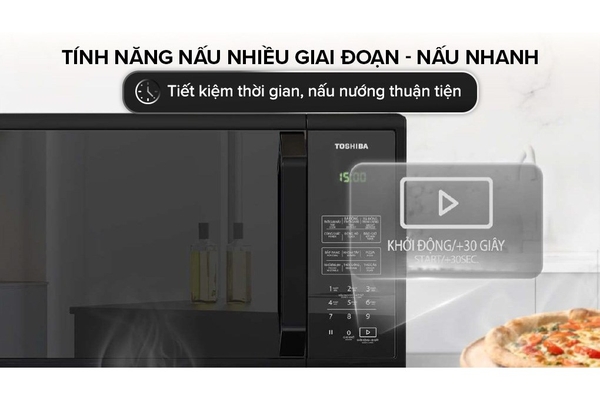 Lò vi sóng cơ Toshiba MM-EM25PE(BM) 25 lít Mặt Gương
