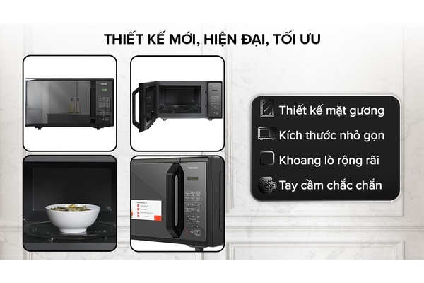 Lò vi sóng cơ Toshiba MM-EM25PE(BM) 25 lít Mặt Gương