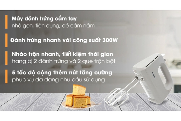 Máy đánh trứng cầm tay Philips Daily Collection 300W HR3705/20