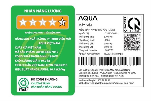 Máy giặt Aqua Inverter 10 kg AW10-B4377U1L(GN) - ảnh 5