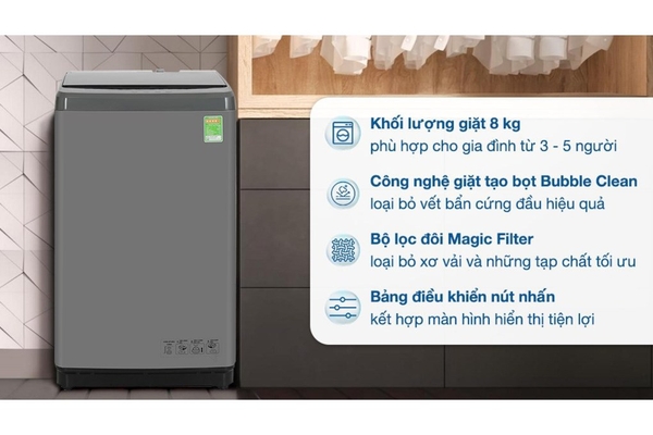 Máy giặt Hisense 8 kg WTZQ8012UT