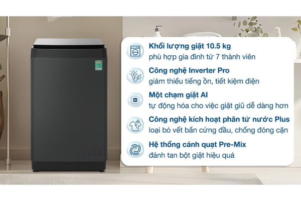 Máy giặt Hisense Inverter 10.5 kg WT105F50