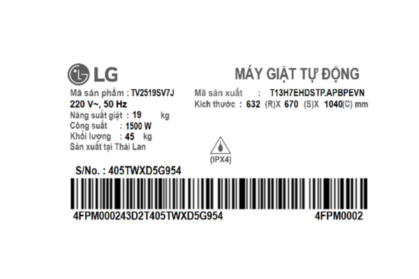 Máy giặt LG AI DD Inverter 19 kg TV2519SV7J - ảnh 9