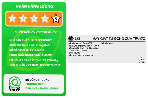 Máy giặt LG AI DD Inverter 14 kg FV1414S3P - ảnh 8